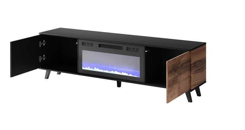 RANDOM RTV-K TV stand with fireplace 180 cm, wotan oak / black - Image 2