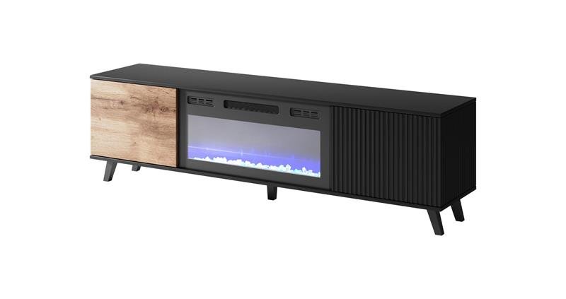 RANDOM RTV-K TV stand with fireplace 180 cm, wotan oak / black - Image 3