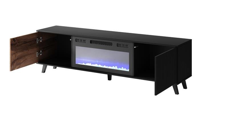 RANDOM RTV-K TV stand with fireplace 180 cm, wotan oak / black - Image 4