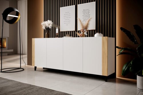 FARO chest of drawers white/white/craft oak