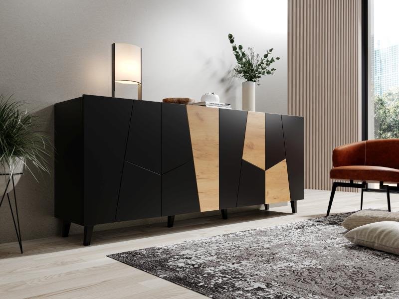 ETNA chest of drawers, matt black/matt black/craft oak - Image 2