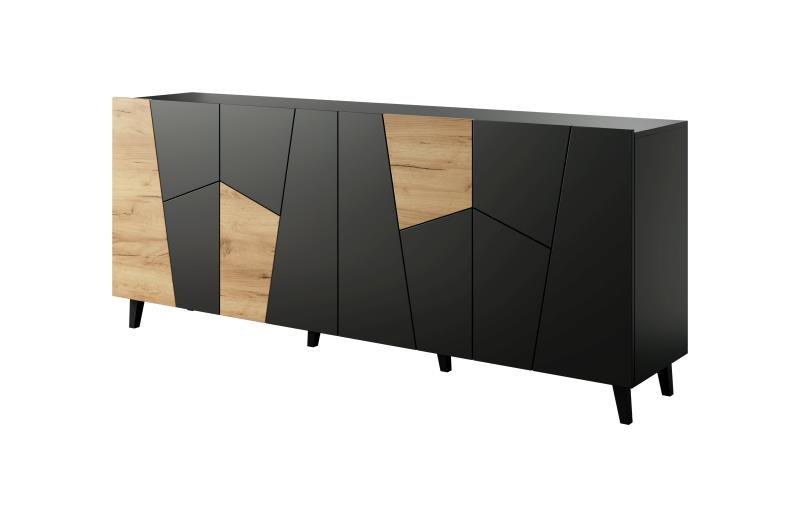 ETNA chest of drawers, matt black/matt black/craft oak - Image 4