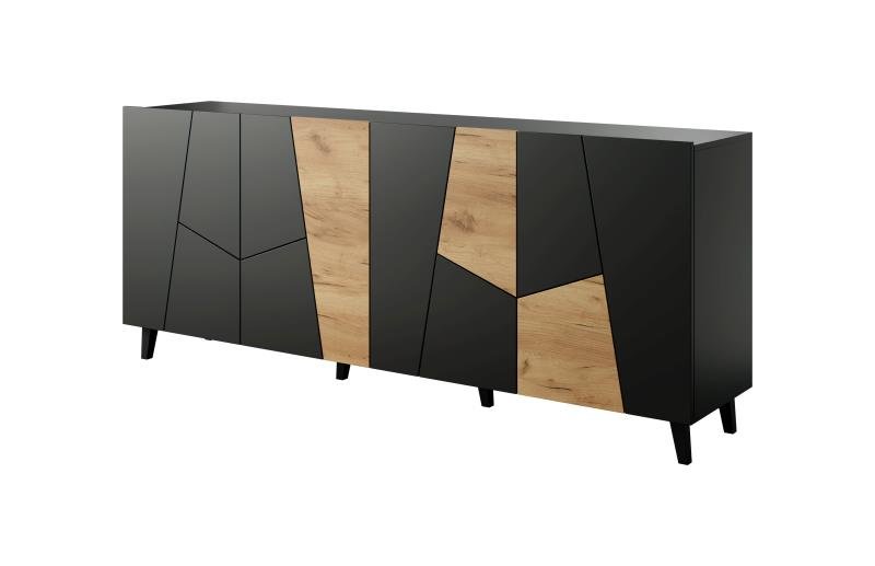 ETNA chest of drawers, matt black/matt black/craft oak - Image 5