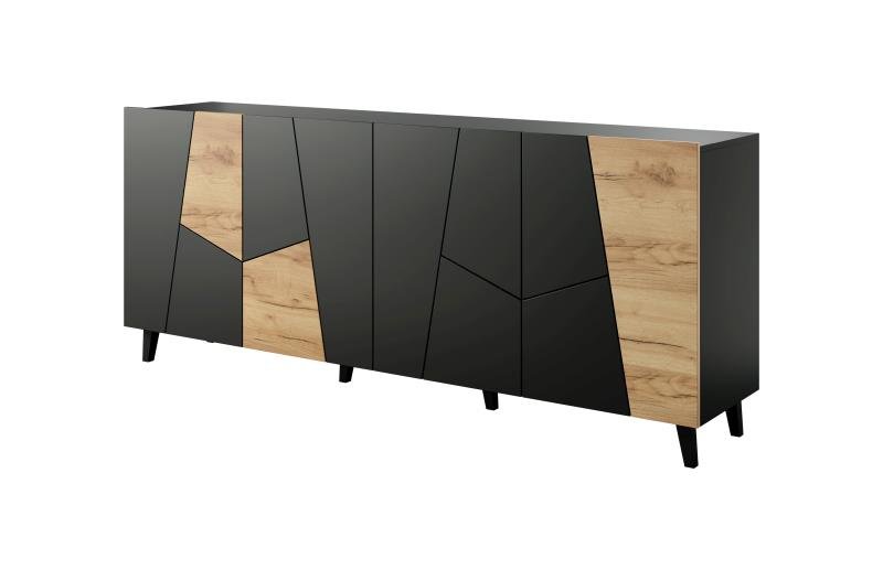 ETNA chest of drawers, matt black/matt black/craft oak - Image 6