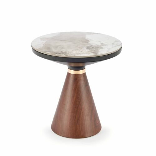 GENESIS_S coffee table, white marble / walnut / gold