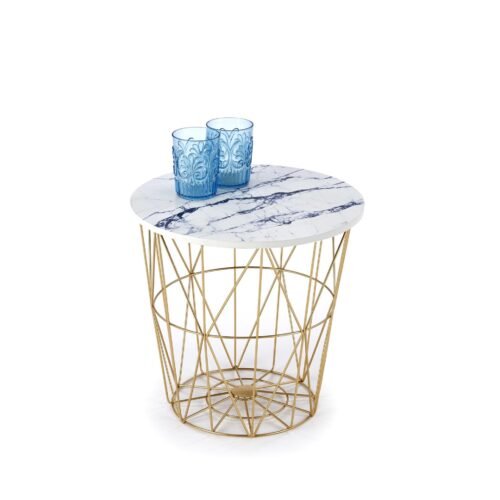 HARISSA_G coffee table, gold/white marble