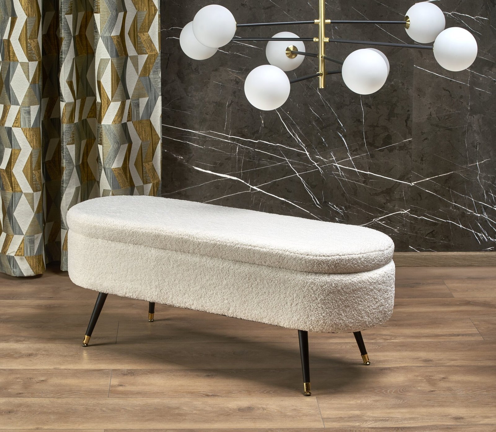 AVEIRO bench with storage box, cream color
