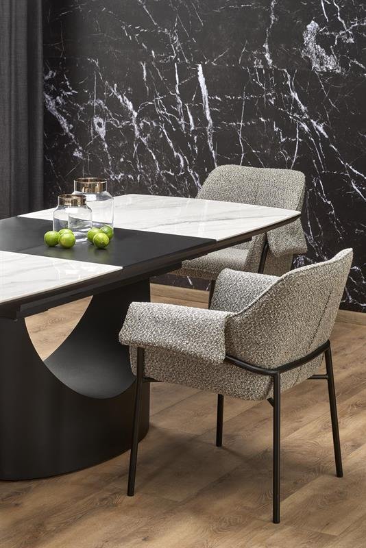 OSMAN extendable table, white marble/black - Image 8