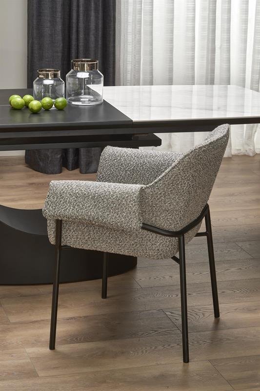 OSMAN extendable table, white marble/black - Image 9