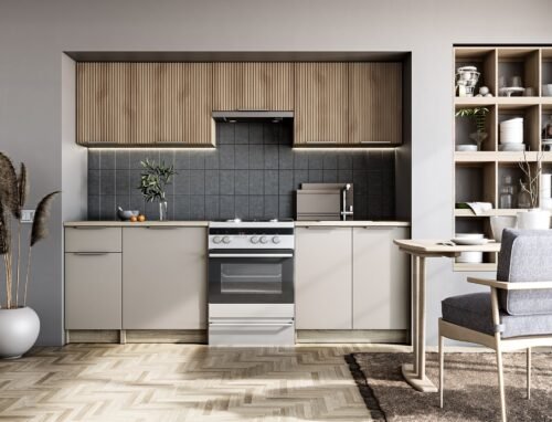 TATIANA 240 kitchen set, color: front – walnut/cashmere, body – sonoma oak
