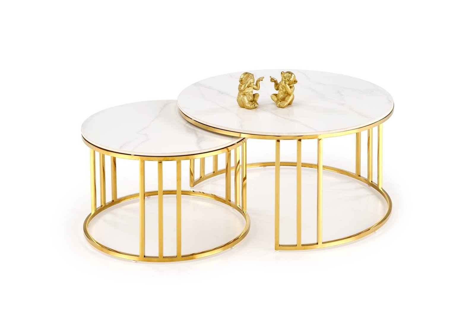 MERCURY 3-piece table set (2 pcs.), white marble / gold