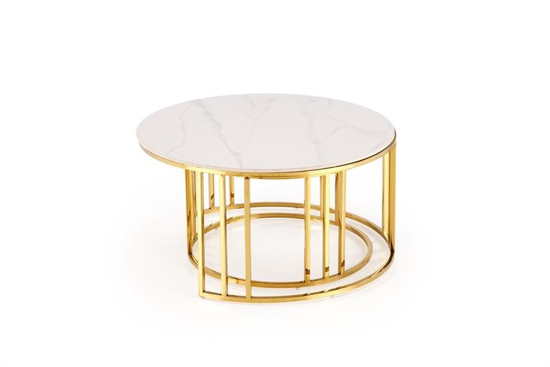 MERCURY 3-piece table set (2 pcs.), white marble / gold - Image 2