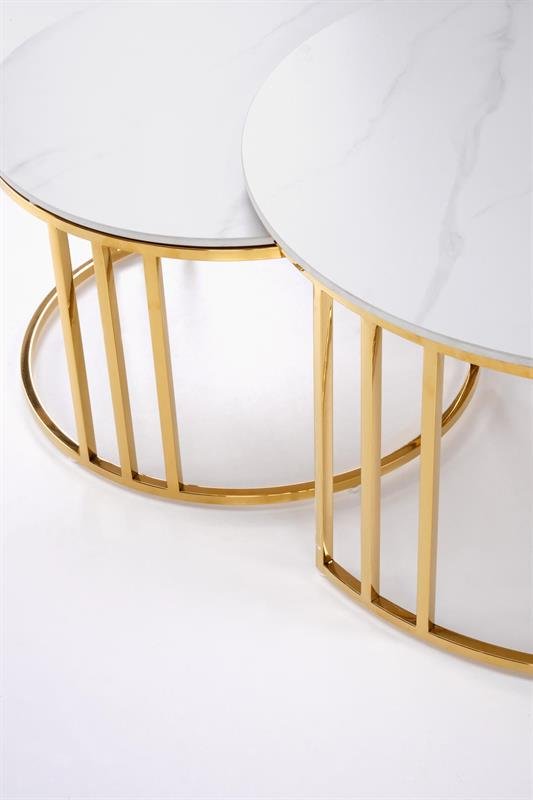 MERCURY 3-piece table set (2 pcs.), white marble / gold - Image 8