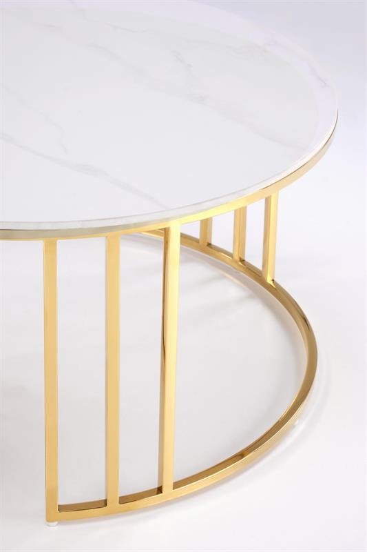 MERCURY 3-piece table set (2 pcs.), white marble / gold - Image 9