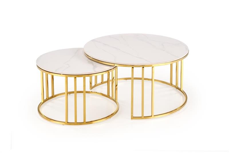 MERCURY 3-piece table set (2 pcs.), white marble / gold - Image 10