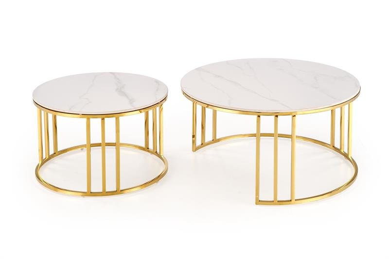 MERCURY 3-piece table set (2 pcs.), white marble / gold - Image 11