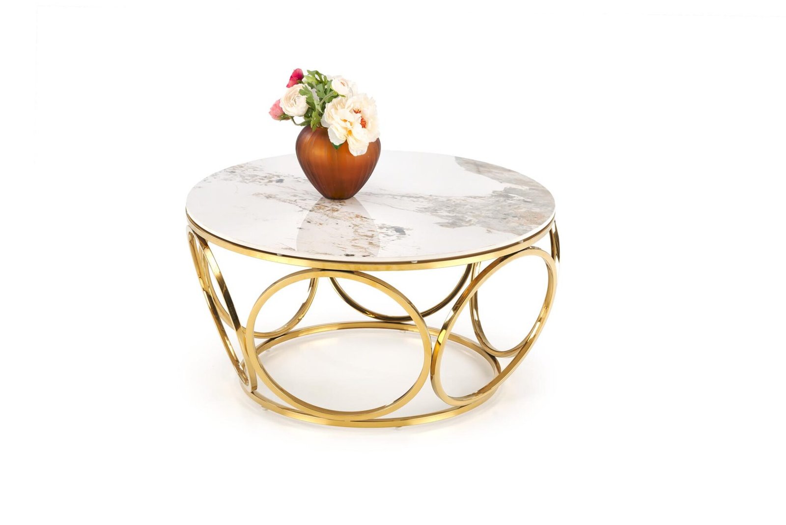 VENUS 2-piece coffee table, white marble / gold