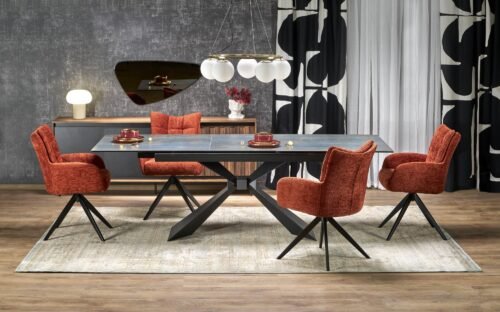 LUCIANO extendable table, blue marble / black