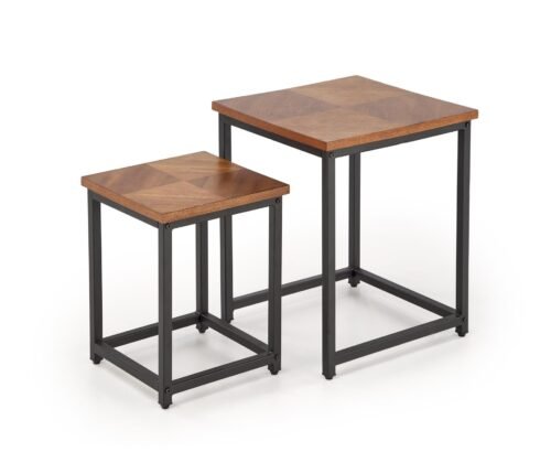 ELZA coffee table set, 2 pcs., walnut/black