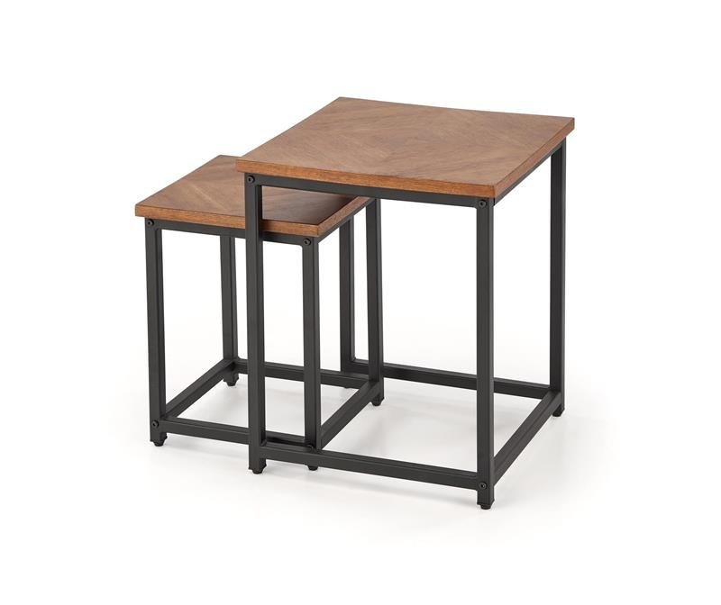 ELZA coffee table set, 2 pcs., walnut/black - Image 4
