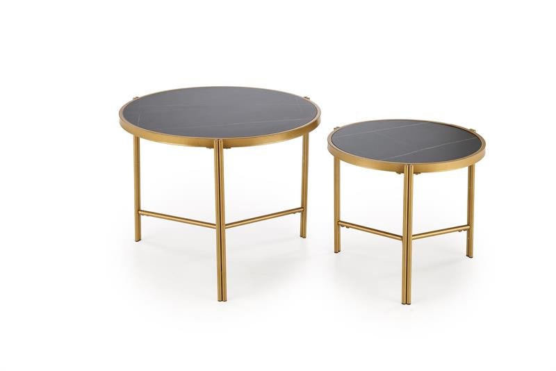 FATIMA set of two coffee tables, black marble/gold - Image 3