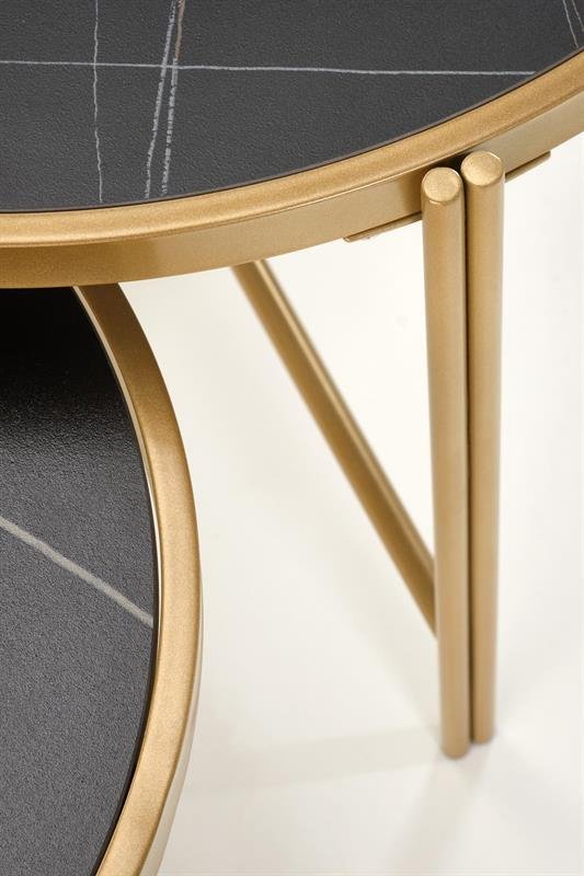 FATIMA set of two coffee tables, black marble/gold - Image 5
