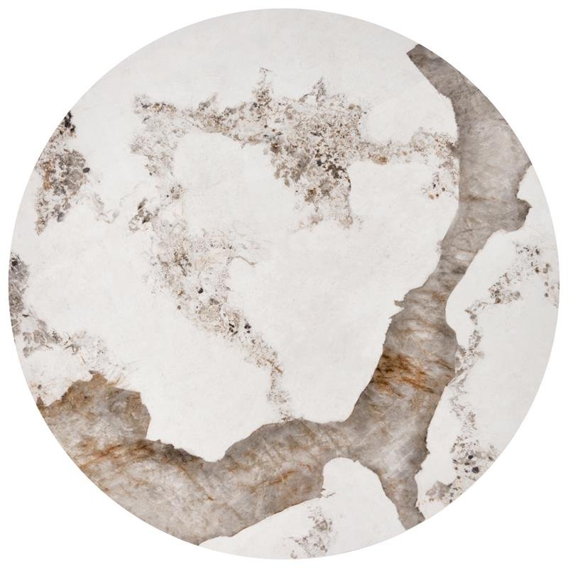 INES set of two coffee tables, beige marble / white - Image 2