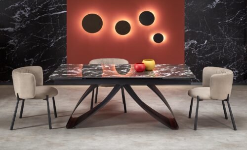 HILARIO extendable table, black marble / black