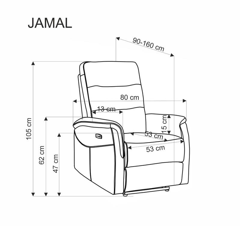 JAMAL reclining chair, color: gray - Image 6
