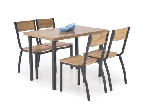 MILTON table + 4 chairs, color: natural / black