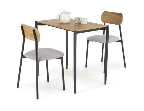 NANDO table + 2 chairs, color: natural / black