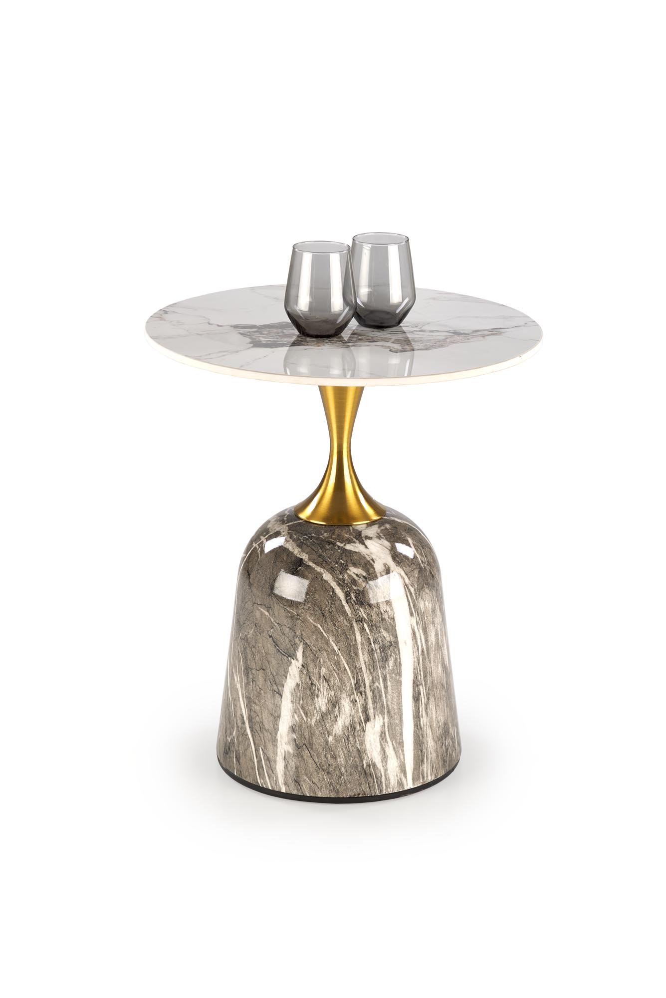 ROSA coffee table, white marble / gray marble / gold