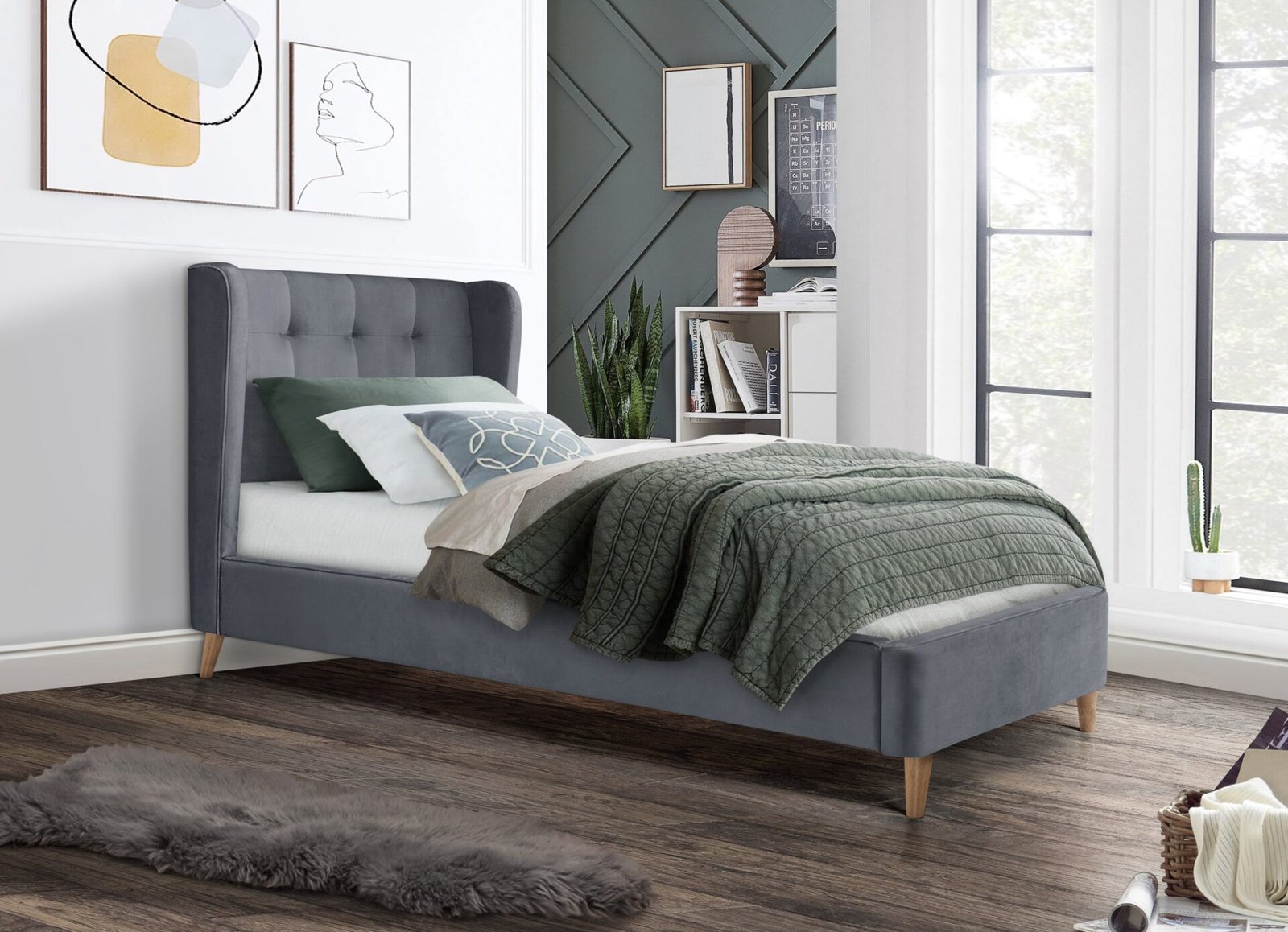 ESTELLA 90 cm bed gray