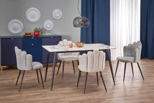 EMILIO 120 table, color: table top – white marble, legs – black