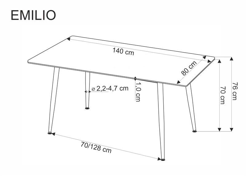EMILIO 120 table, color: table top - white marble, legs - black - Image 6
