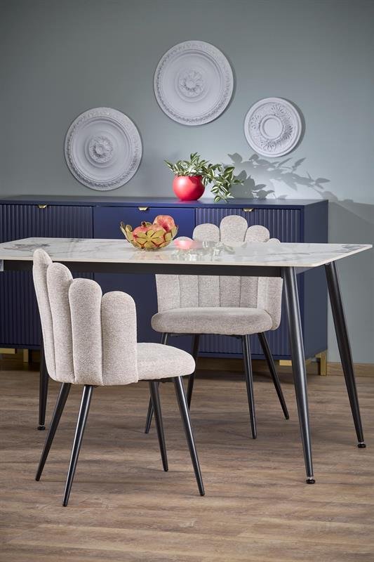 EMILIO 120 table, color: table top - white marble, legs - black - Image 7