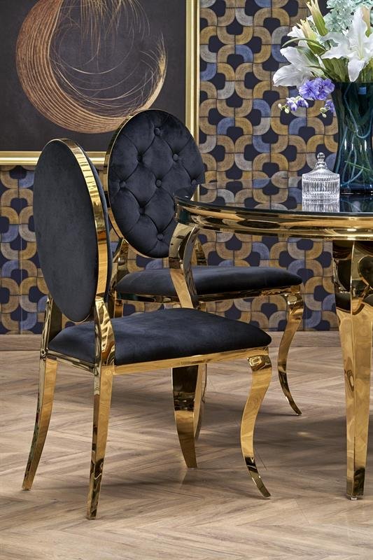 REGINALD_2 table, color: table top - black glass, legs - gold - Image 5