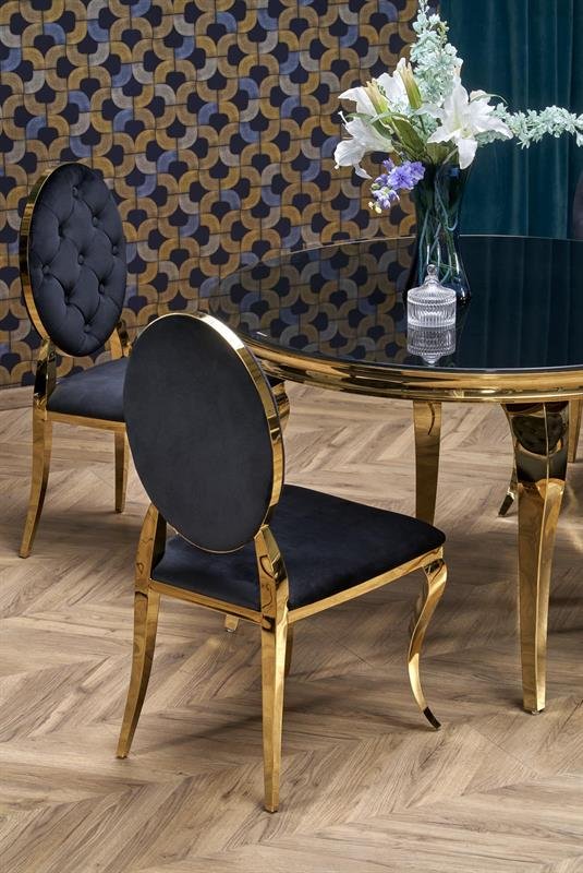 REGINALD_2 table, color: table top - black glass, legs - gold - Image 6
