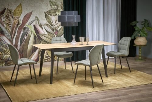 GULIAN extendable table, wotan oak / black