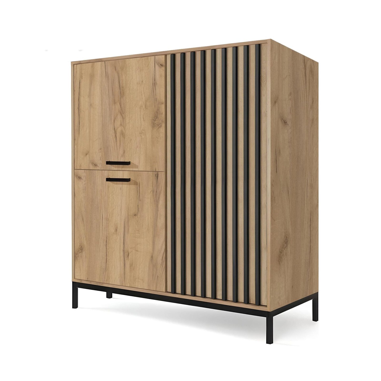 LAMINO KM-2 chest of drawers, oak imitation / black