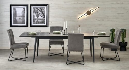 CHARLES table gray marble / black