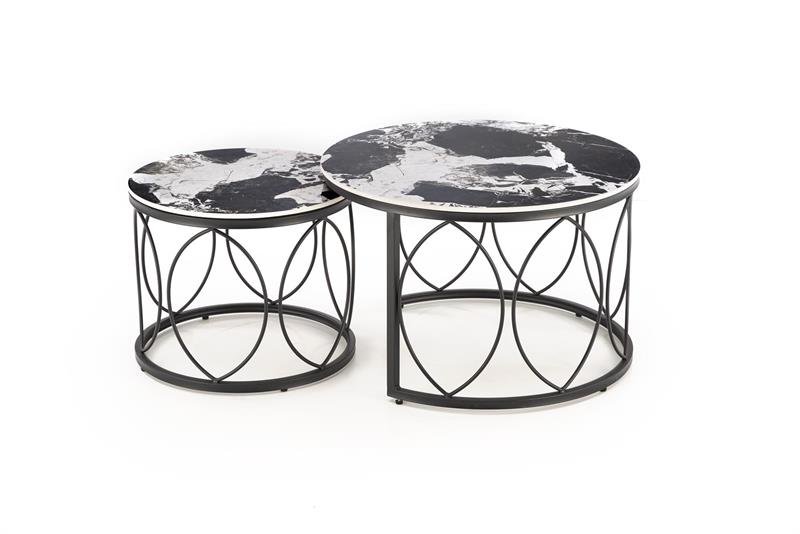 ALEXANDRA set of two coffee tables, black marble / black - Image 4
