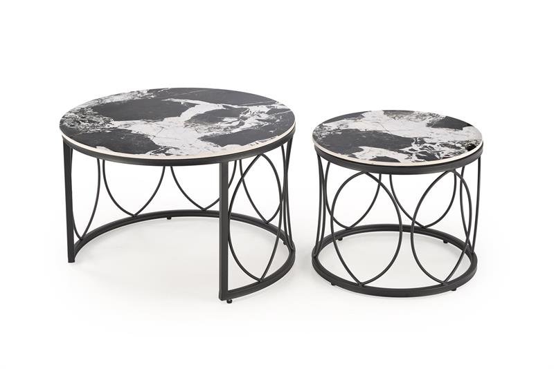 ALEXANDRA set of two coffee tables, black marble / black - Image 5