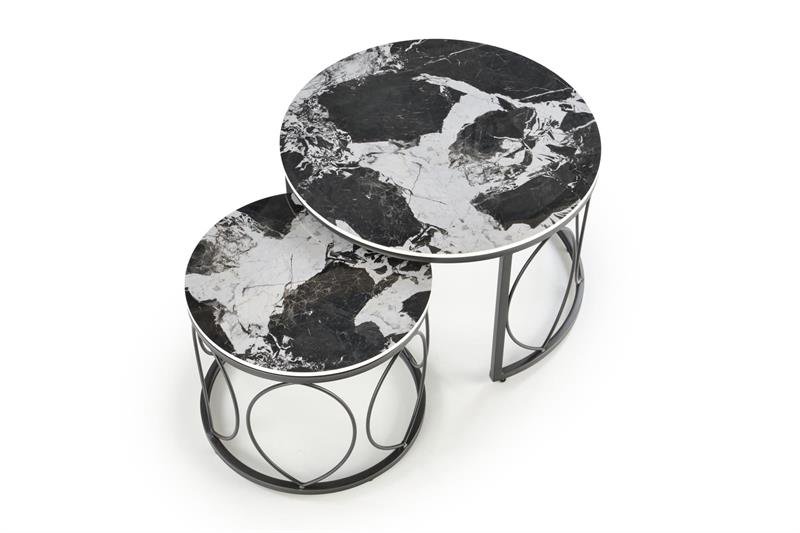 ALEXANDRA set of two coffee tables, black marble / black - Image 6