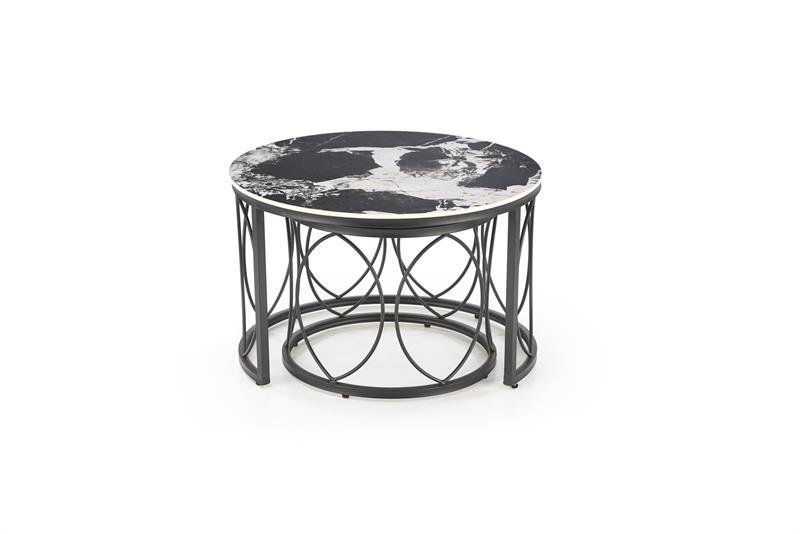 ALEXANDRA set of two coffee tables, black marble / black - Image 7