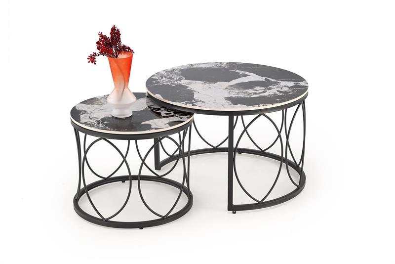 ALEXANDRA set of two coffee tables, black marble / black - Image 8