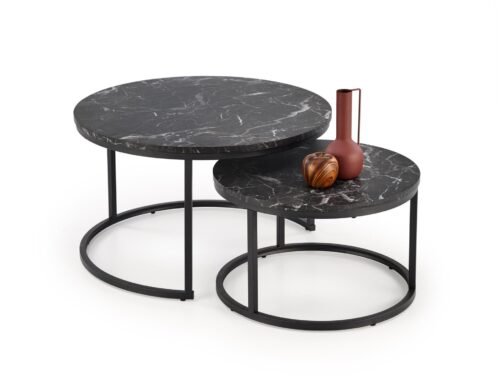 JAVA 2-table set, black marble / black