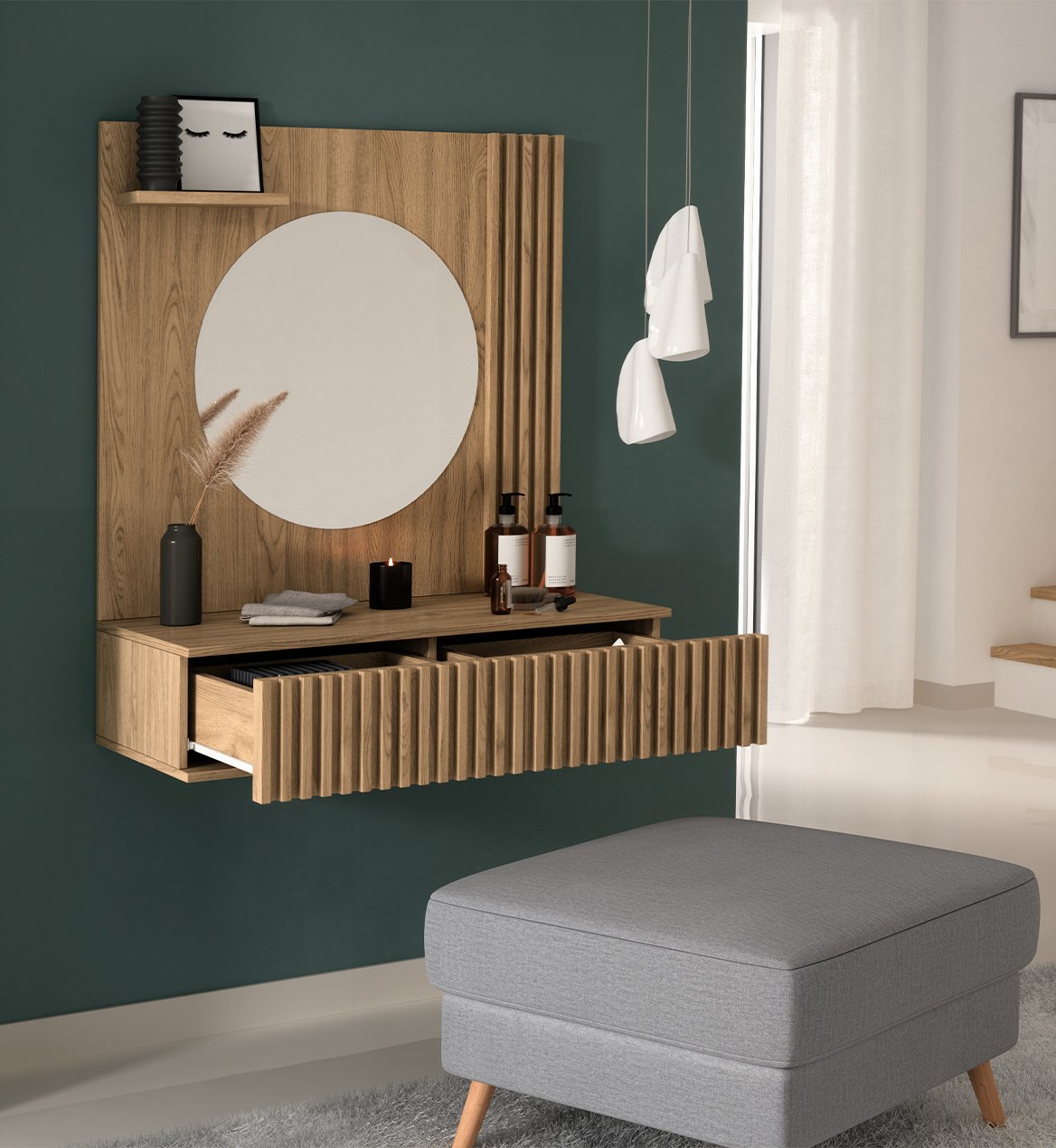 Entsian 85 Artisan Oak Dressing Table - Image 4