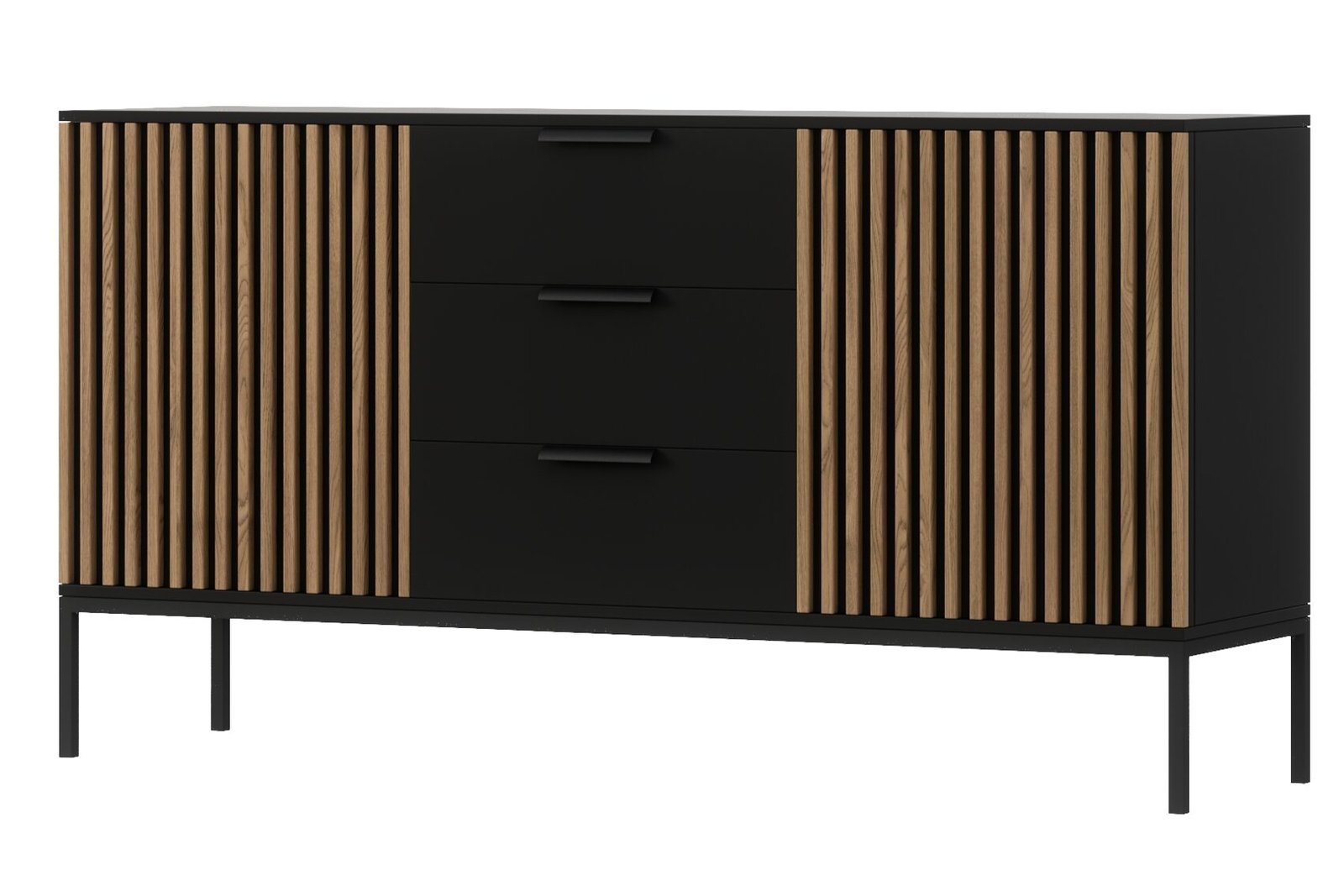 Meorati 150 chest of drawers, black/artisan oak