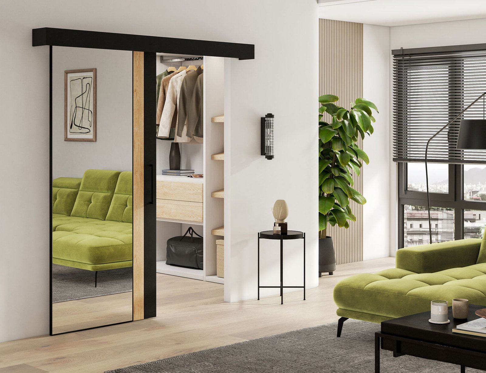 Tilmann sliding door with self-closing mechanism, black - Image 6
